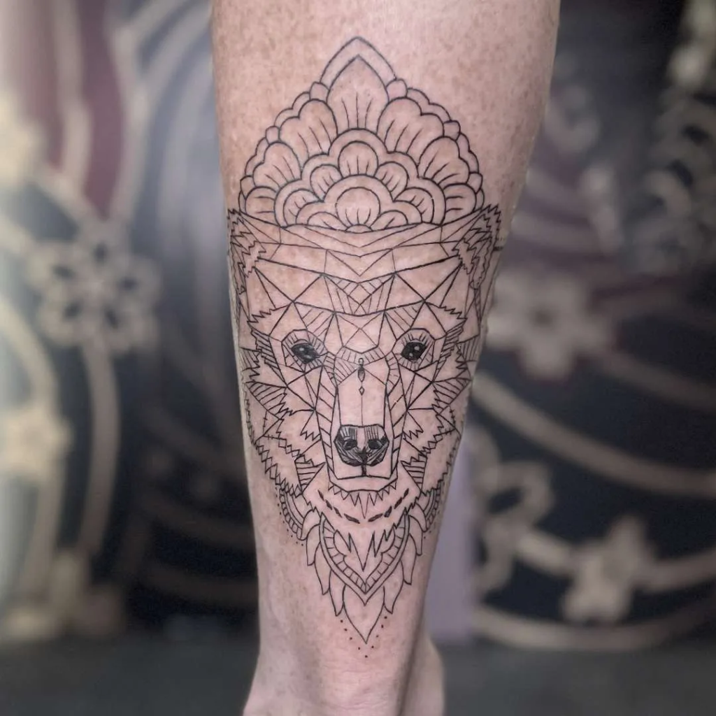 fineline wolf tattoo